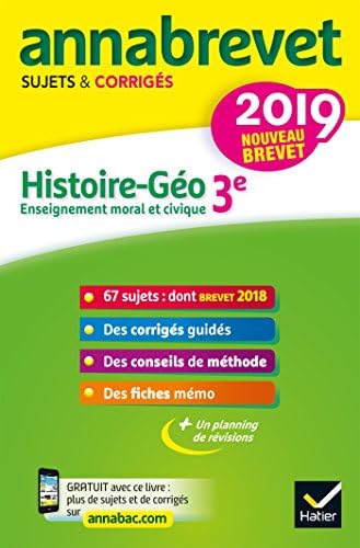 Annales du brevet Annabrevet 2019 Histoire Géographie EMC 3e: 65 sujets corrigés (Annabrevet, 4) (French Edition)