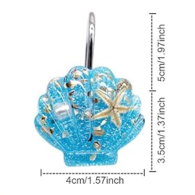 CHICTIE Set of 12 Shell Shower Curtain Hooks Ocean Beach Theme Rust-Proof Chrome Shower Rings Bathroom Bedroom Fashion… 51xBltjUOnL