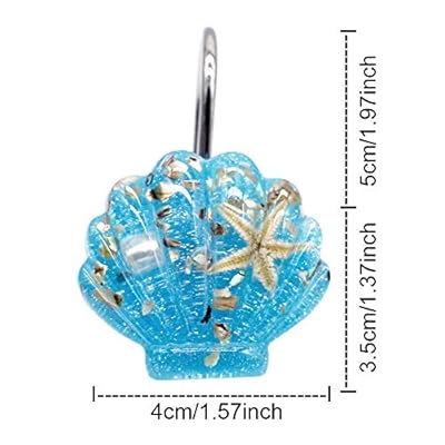 CHICTIE Set of 12 Shell Shower Curtain Hooks Ocean Beach Theme Rust-Proof Chrome Shower Rings Bathroom Bedroom Fashion… 51xBltjUOnL