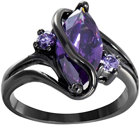 CHIC Black Gold Filled Rings Charming S With Purple Amethyst Sapphire Zircon