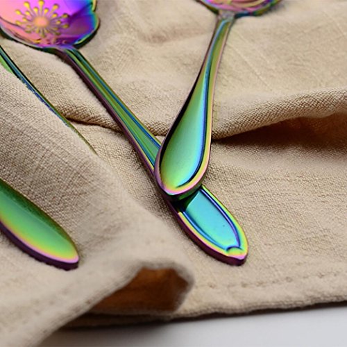 image for Qisc Home & Equipment Set of 8 Flower Coffee Spoon Tea Spoon Dessert S