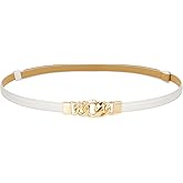 Buywis Women Skinny Belts PU Leather Thin Waist Belt Ladies Belt with Gold Buckle for Dresses