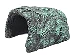 Viper Reptile Amphibian Rock Hide Cave - Handcrafted From Premium, Non-Toxic Resin, Grey and Turquoise Colors, Ideal for Medium Sized Iguanas, Lizards, Geckos, Snakes