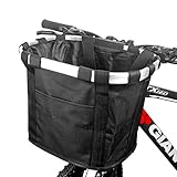 FUNSPORT Bicycle Basket Bike Front Basket Folding Detachable Cycling Bag- Perfect Removable Dog Basket for Bike- Pet Cat Dog Carrier Easy Install Quick Released