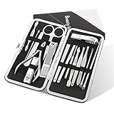 Nail Clippers, Toki 16 in 1 Stainless Steel Manicure Pedicure Set with Leather Case