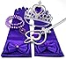 Princess Purple Dress up Party Accessories 4 Set Gloves, Tiara and Wand and Necklace … (Purple/Silver)