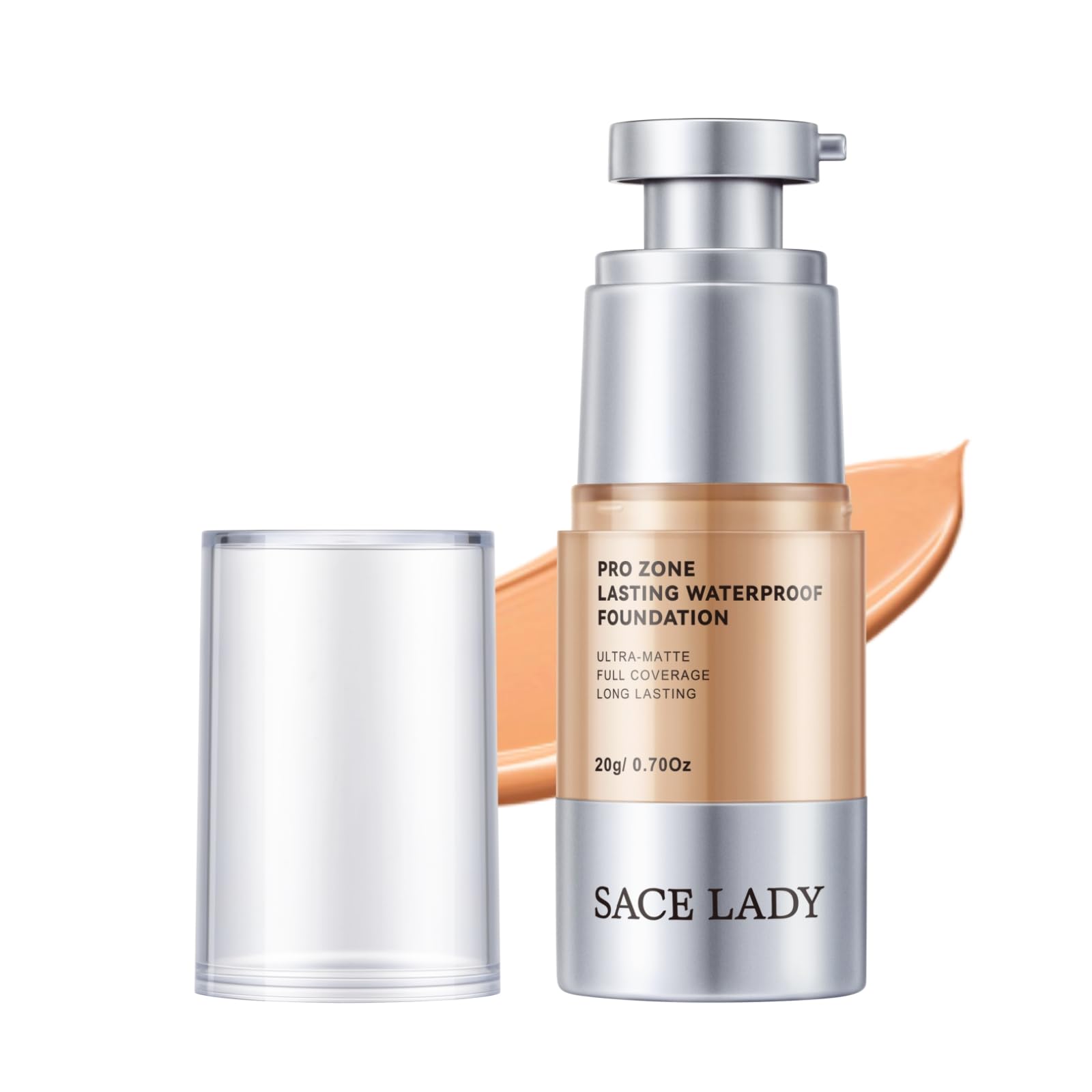 SACE LADY Full Cover Liquid Foundation and Face Pressed Compact Powder Makeup Set, Flawless Lasting Oil Control Face Makeup Kit 2Pcs