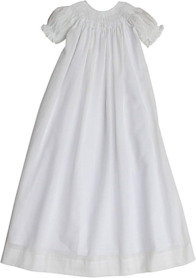 Carouselwear Baby Girls Christening Gown and Bonnet with Smocked Cross