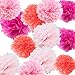 Fonder Mols Tissue Paper Flowers Pom Poms Blooms(pink blue & fuchsia, 12pcs) for Bridal Shower Bachelorette Birthday Party Nursery Wall Decorations