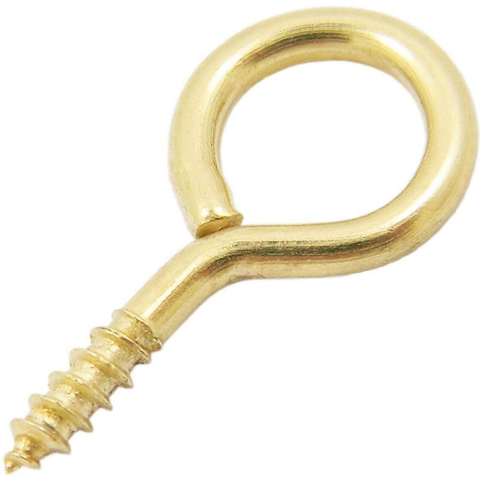 Merriway BH02793 (10 Pcs) EB Steel Screw-In Eye, 30 mm (1.1/4 Inch), Brass Plated - Pack of 10 Pieces