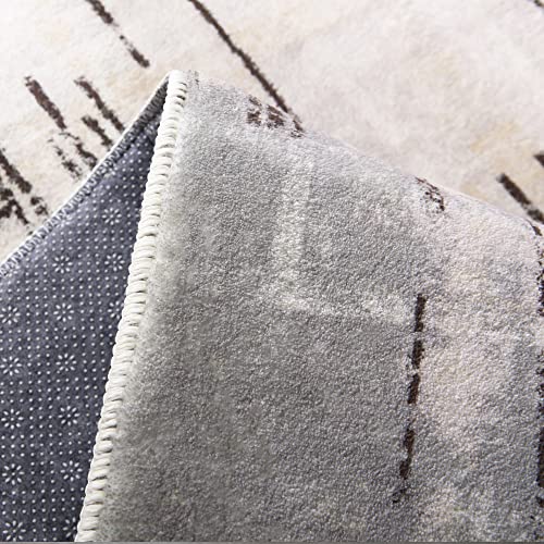 Leesentec Carpet Rug Modern Abstract Rugs for Living Room Short Pile Soft Carpet Bedroom Modern Large Area Rugs for Living Room Non-slip Carpet Floor Mat Home Decor (Beige Grey, 160 x 200 cm)