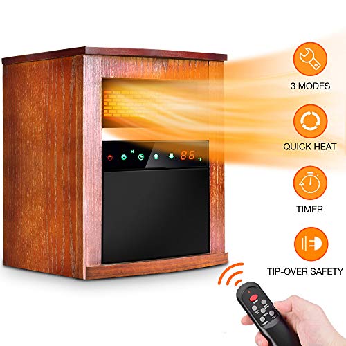 1500W Infrared Heater, Electric Space Heater with 3 Heat Modes, Remote