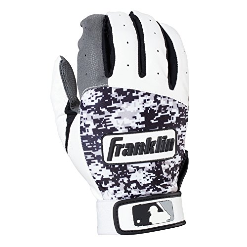 Franklin Sports Adult MLB Digitek Batting Gloves, Adult X-Large, Pair, Grey/White/Black Digi