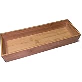 ACOOCLUB Bamboo drawer organizer Kitchen Utensil Organizer Cutlery Box for Dresser Makeup Tool Office Desk Supplies Storage and Accessories 8"x 4"x 2"