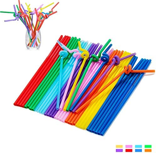 LENK Colorful Long Flexible Drinking Straws, Food-Safe Plastic Disposable Bendable Tubularis with 12.2 inches Long (100 pcs) Withstand High, Low Temperature For Schools, Home, Beach,bar, Party,etc