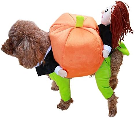 NACOCO Dog Costume Carrying Pumpkin with Doll Pet Cat Costumes Funny Halloween Party Holiday Clothes