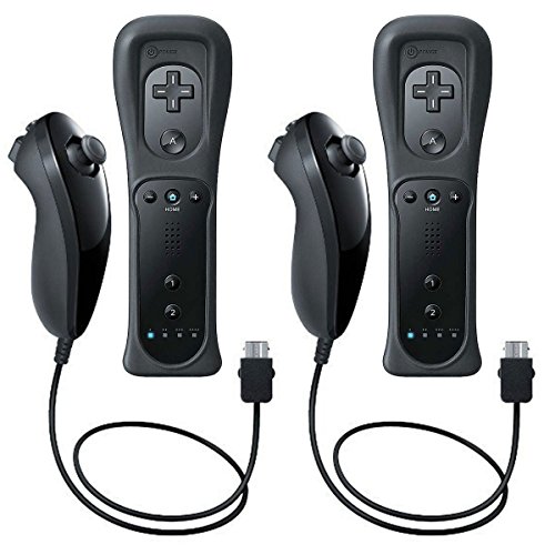 EEEKit 2 Pack Remote and Nunchuk Controller Combo Set w/ Silicone Case and Strap for Nintendo Wii/Wii U/Wii mini