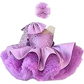 KLFFLGID Pageant Dresses for Toddler Girls Sequis Flower Girl Dress up Toddler Pageant Puffy First Communion Dress 12M-7T