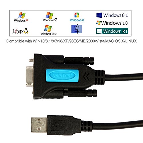 TECHTOO USB 2.0 to RS232 DB9 Serial Cable FEMALE Converter Adapter with Prolific PL2303 Chipset for Win10 8.1 8 7 Vista XP 2000 Andorid Linux Mac OS X 10.6 and Above (3ft/1m)