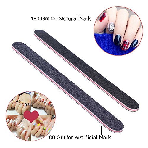 KISSBUTY 12PCS Nail Files Emery Board Double Sided 100 180 Grit Nail