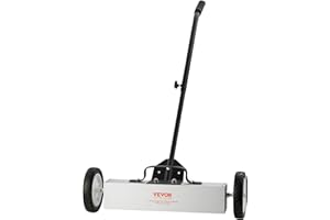 VEVOR 45Lbs Rolling Magnetic Sweeper with Wheels, Push-Type Magnetic Pick Up Sweeper, 18-inch Large Magnet Pickup Lawn Sweepe