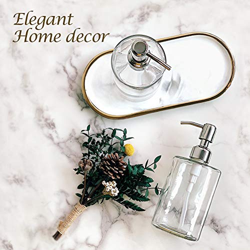 image for JASAI 16OZ Cylinder Glass Soap Dispenser with Rust Proof Stainless Ste