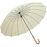 ThreeH Bamboo Stick Umbrella Auto Open Solid Color Fashionable and Simple 190T 16 Ribs,KS08 Green