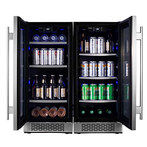 Avallon ABR151SGDUAL Stainless Steel 30 Inch Wide 172 Can Energy Efficient Beverage Center with LED Lighting, Double Pane Glass, Touch Control Panel and Lockable Doors