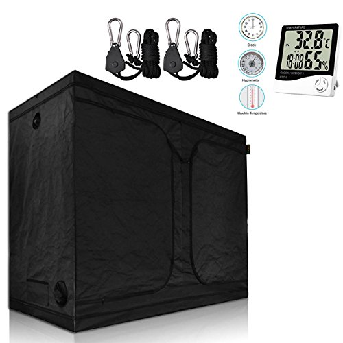 BloomGrow Hydroponics 120''x60''x80'' Indoor Grow Tent w/ Waterproof Floor Tray + 1 Pair Grow Light Hanger + Digital Hygrometer Indoor Thermometer Humidity Monitor Grow Tent Kit (120''x60''x80'' Kit)