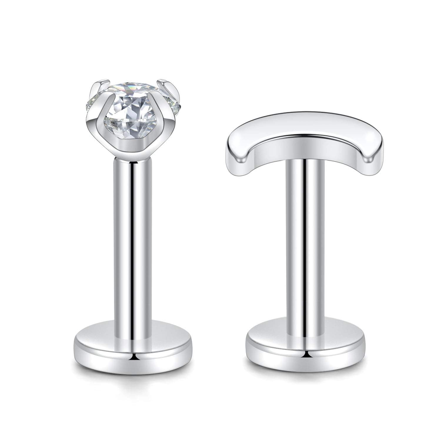 hengkaixuan 8mm 16G G23 Titanium Cartilage Earring Piercing Studs Internally Threaded Labret Jewellery