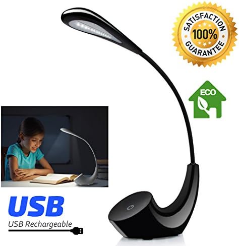 LED Desk Lamp, Dimmable Table Lamp Light with USB Charging Cable for Office Home Lighting, Eye-Care,3 -Brightness Levels, Touch Control,8-10 hours standby time, 3W (Black)