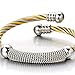 COOLSTEELANDBEYOND Stainless Steel Twisted Cable Cuff Bangle Bracelet for Mens for Women Silver Gold Two-Tone Polished