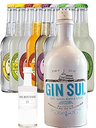 Gin Sul Handcrafted German Dry 0,5 Liter + Botanist 5 cl + 9 Thomas Henry 0,2 Liter alle Sorten