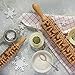 Adealink Christmas Rolling Pin Engraved Carved Wood Embossed Rolling Pin Kitchen Tool