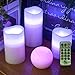 Frux Home and Yard 3 Piece Flickering Flameless LED Wax Pillar Candles Set with Remote Control and Bonus Ball Candle