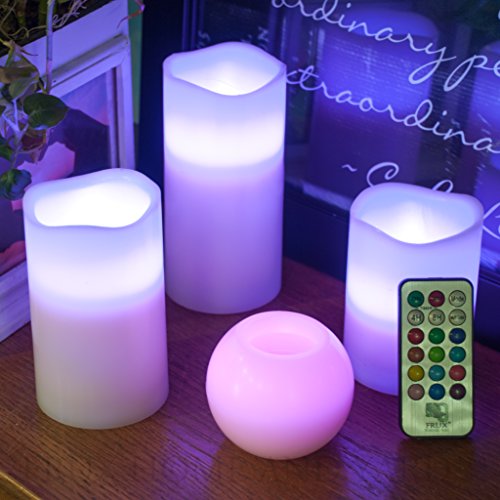 Frux Home and Yard 3 Piece Flickering Flameless LED Wax Pillar Candles Set with Remote Control and Bonus Ball Candle - Thumbnail 6