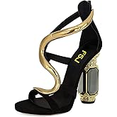 FSJ Women Open Toe Stylish Sandals Ankle Strap Chunky Block High Thick Heels Wedding Party Ballroom Shoes Size 4-15 US
