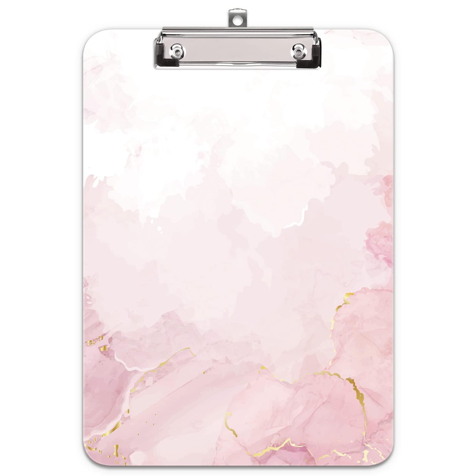 Hnogri Plastic Clipboard A4, Fashion Design A4 Letter Size Clipboards & Forms Holders for Office Supplies Lawyers,School Students and Kids, Low Profile Clip Cute Clipboard Folder, Dream Pink