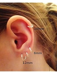 XINBOO Silver Small Hoop Earrings for Women Girls 925 Sterling Silver 24K Gold Plated Hypoallergenic Endless Hoop Cartilage Earrings Set 8mm 10mm 12mm 14mm