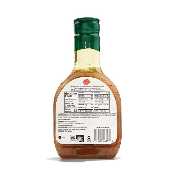 365 BY WHOLE FOODS MARKET, ORGANIC ITALIAN DRESSING, 16 FL OZ