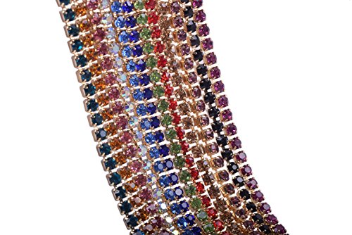 KAOYOO Crystal Rhinestone Close Chain Mixed 12 Colors Each 1 Yard.SS06/2.0mm/0.08