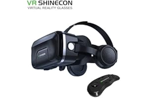 VR shinecon 6.0 G04EA Headset Upgrade Version Virtual Reality Glasses 3D Video Movies and Games VR 3D Glasses Headset Helmets Game Box VR Helmet VR Headphone (G04EA with Controller SC-B01)