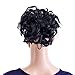 SWACC Short Messy Curly Dish Hair Bun Extension Easy Stretch hair Combs Clip in Ponytail Extension Scrunchie Chignon Tray Ponytail Hairpieces (Off Black-1B#)