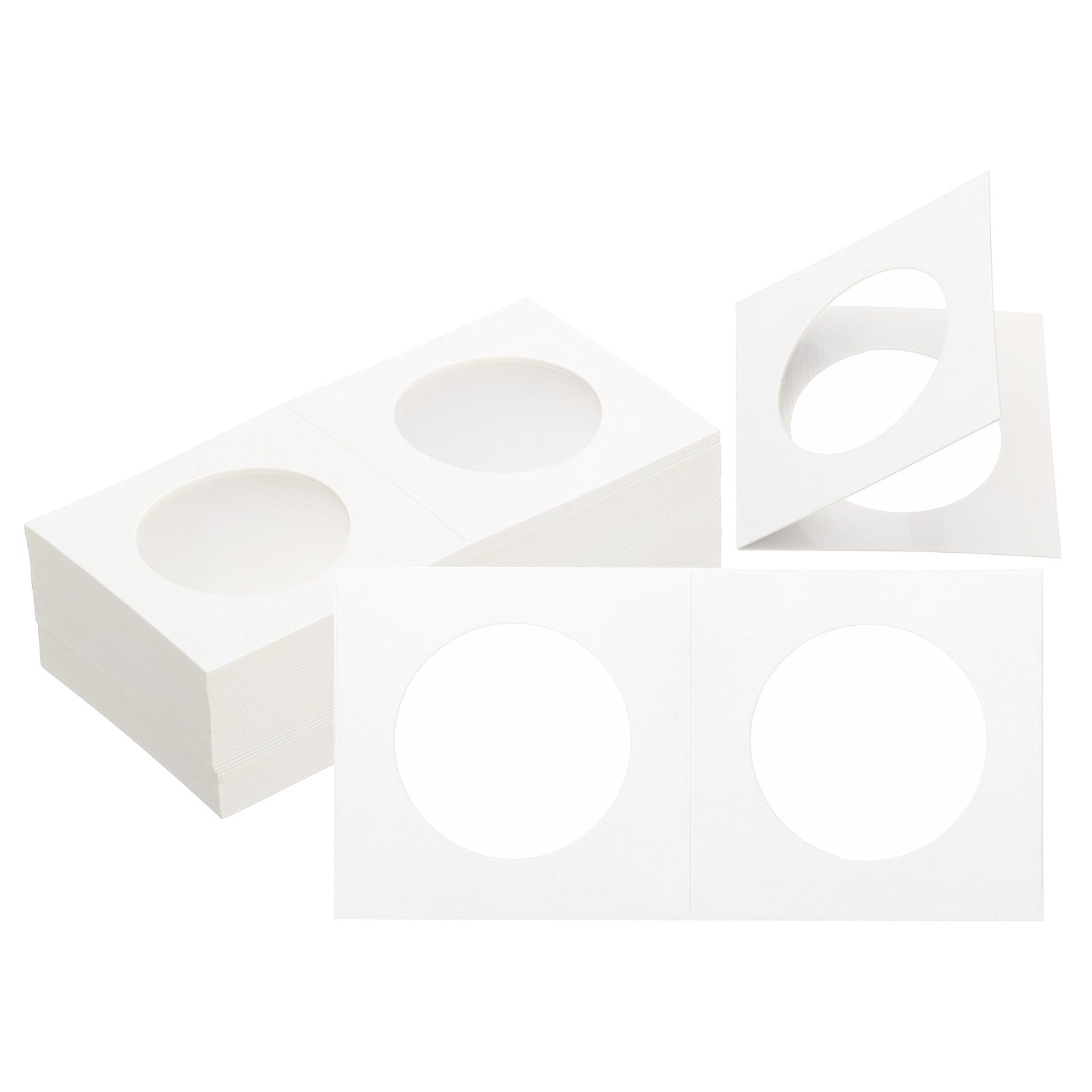 PATIKIL 2 x 2 Coin Flips, 100 Pack 33mm Cardboard Coin Holder Paper Coin Holders for Coin Collection Supplies Collector, White