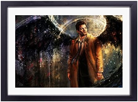 Castiel Supernatural Framed Poster Art Print with Mat Horizontal Black Wooden Frame 17x21inch
