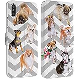 Wonder Wild Nine Dogs IPhone Wallet Case X/Xs Xs Max Xr Case 7/8 Plus 6/6s Plus Card Holder Accessories Smart Flip Clear Design Protection Cover Pug Husky Yorkshire Terrier Chinese Crested Akita