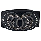eVogues Plus Size Heart Rhinestone Accented Elastic Fashion Belt