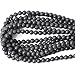 Qiwan Natural String of Jewellery Stones, Round Loose Beads for DIY Jewelry Making, 1 Strand/15 Inches (Black Lava Stone Gemstone, 8mm)