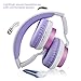 Bluetooth Headphones, Biensound BT60 Lightweight Foldable Headphones Wireless Bluetooth Headset with Microphone and Volume Control for iPad iPhone TV Laptop Computer Headphones (Pink&White)