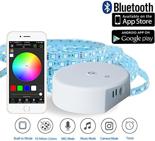 Goldwin LED Bluetooth Controller,RGB,RGBW LED strip,LED pannel light,LED Lamps ,RGB color changing wireless remote control with Free APP ,No monthly Fee,no Hub require